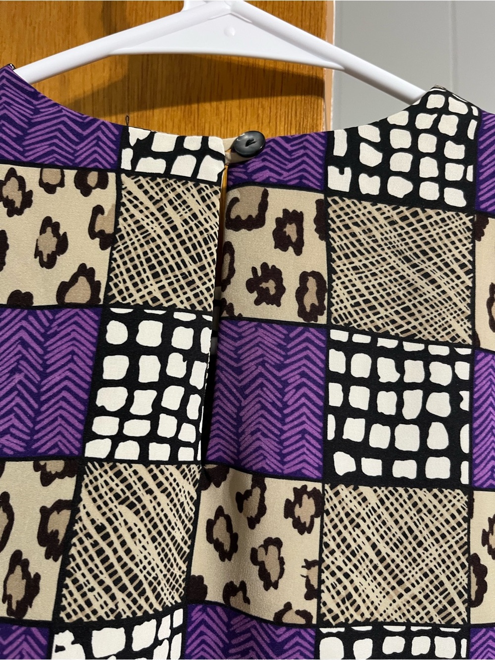 Vintage Notations Purple Leopard Snake Print Silk Short Sleeve Blouse Petite M - Picture 8 of 8